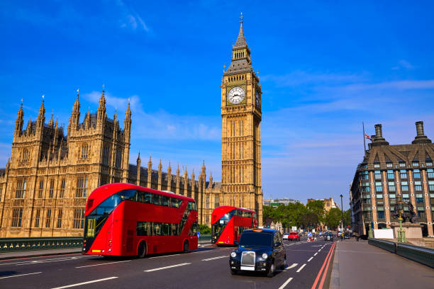 Big Ben Clock Tower and London Bus at England
